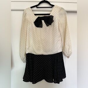 Vintage Classic Black & white polka dot - Dress women’s size 6 circa 1960s